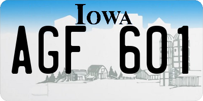 IA license plate AGF601