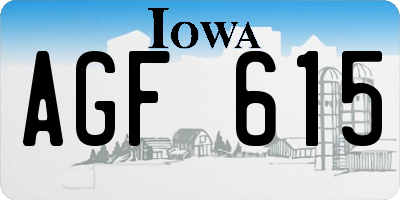 IA license plate AGF615