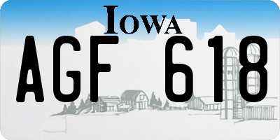 IA license plate AGF618
