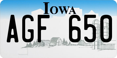 IA license plate AGF650