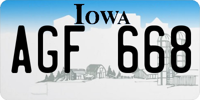 IA license plate AGF668