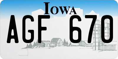IA license plate AGF670