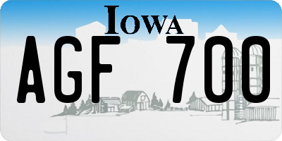 IA license plate AGF700