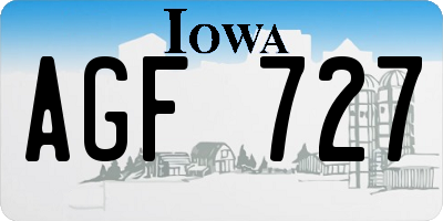 IA license plate AGF727