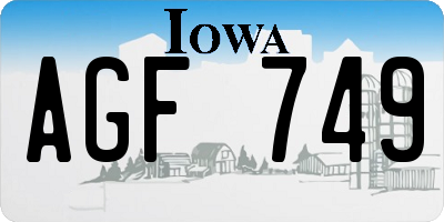IA license plate AGF749