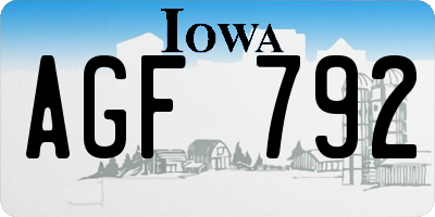 IA license plate AGF792