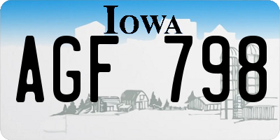 IA license plate AGF798