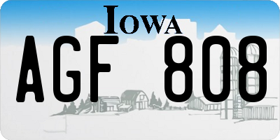 IA license plate AGF808