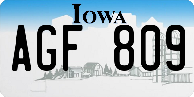 IA license plate AGF809