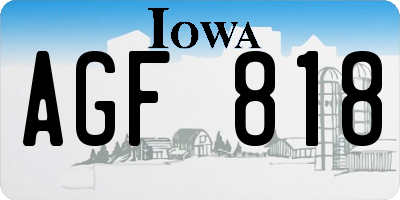 IA license plate AGF818