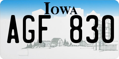 IA license plate AGF830