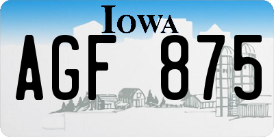 IA license plate AGF875
