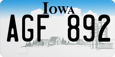 IA license plate AGF892