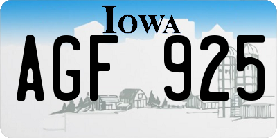 IA license plate AGF925