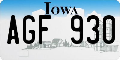 IA license plate AGF930