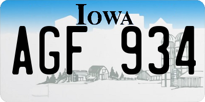 IA license plate AGF934