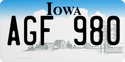 IA license plate AGF980