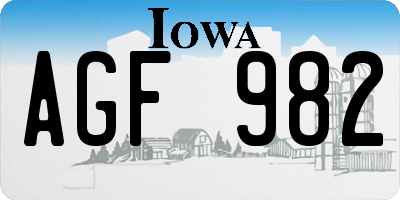 IA license plate AGF982