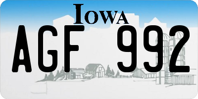 IA license plate AGF992