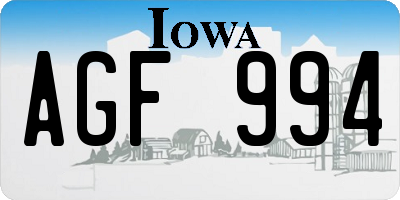 IA license plate AGF994