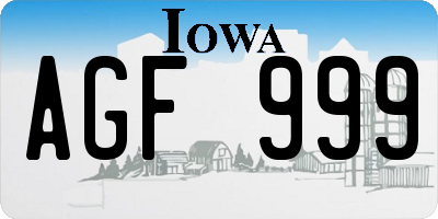 IA license plate AGF999