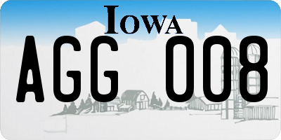 IA license plate AGG008