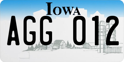 IA license plate AGG012