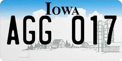 IA license plate AGG017