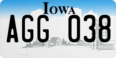IA license plate AGG038
