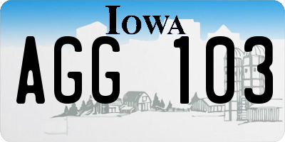 IA license plate AGG103