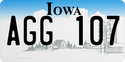 IA license plate AGG107
