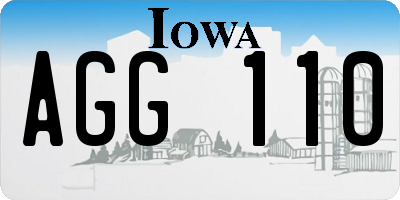IA license plate AGG110
