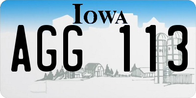 IA license plate AGG113