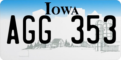 IA license plate AGG353