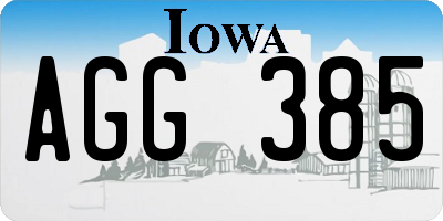 IA license plate AGG385