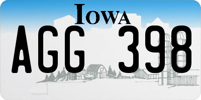 IA license plate AGG398