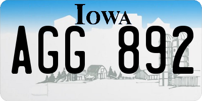 IA license plate AGG892