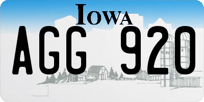 IA license plate AGG920