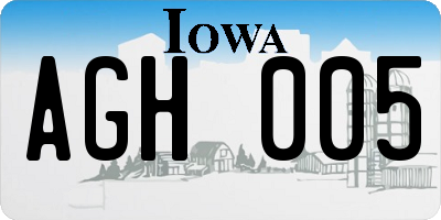 IA license plate AGH005
