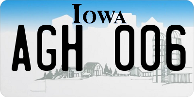 IA license plate AGH006