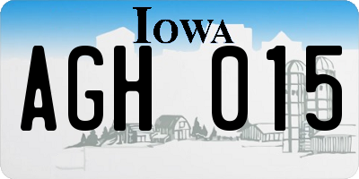 IA license plate AGH015