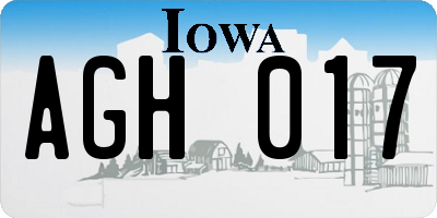 IA license plate AGH017