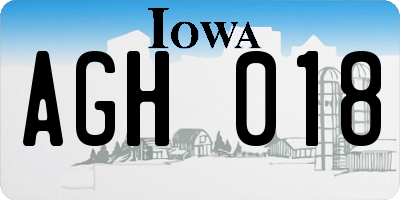 IA license plate AGH018