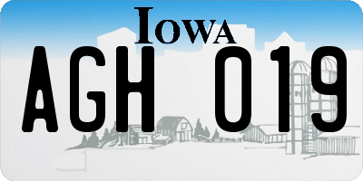 IA license plate AGH019