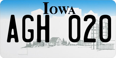 IA license plate AGH020