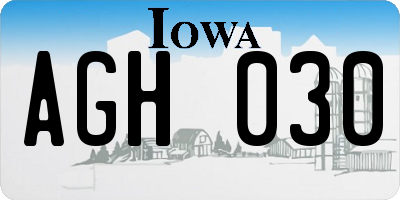 IA license plate AGH030