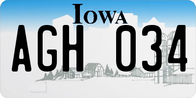 IA license plate AGH034