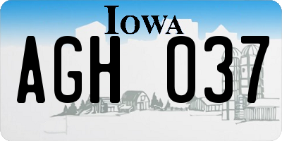 IA license plate AGH037