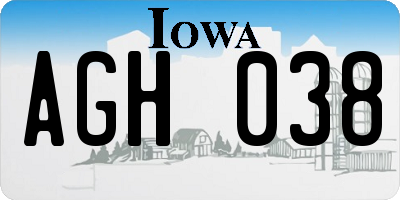 IA license plate AGH038