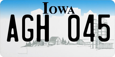 IA license plate AGH045